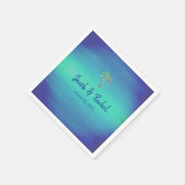 トロピカルパームミュートブルーグリーンビーチ結婚海 スタンダードカクテルナプキン (角)