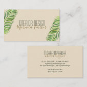 トロピカルパームモダンリーフのインテリアデザイン 名刺 (正面/裏面)