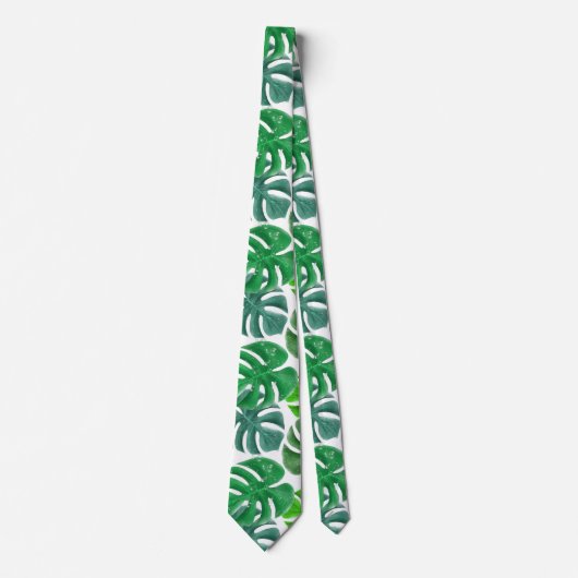トロピカルパームモンステラグリーン離れ ネクタイ (正面)