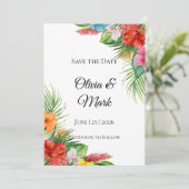 トロピカルパームリーフでSave the Date | 現代の夏 招待状 (スタンド正面)