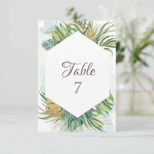 トロピカルパームリーフのサマーウェディング 招待状 (スタンド正面)