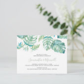 トロピカルパームリーフのリハーサルディナー招待状 ポストカード (スタンド正面)