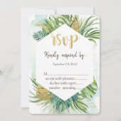 トロピカルパームリーフの夏  出席してね 招待状 (正面)