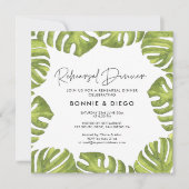トロピカルパームリーフの結婚式リハーサルディナー 招待状 (正面)