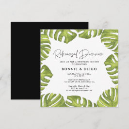 トロピカルパームリーフの結婚式リハーサルディナー 招待状