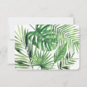 トロピカルパームリーフの葉の装飾 ウェディングへの返信案内 出欠カード (裏面)