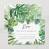 トロピカルパームリーフの葉の装飾 ウェディングへの返信 出欠カード (正面/裏面)