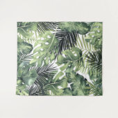 トロピカルパームリーフアイランドパラダイス背景 タペストリー (正面(横))