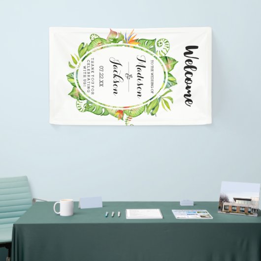 トロピカルパームリーフアイランド結婚リースの歓迎 横断幕 (トレードショー)