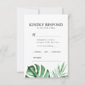 トロピカルパームリーフウェディングRSVPとエンベロープインヴィ 招待状 (正面)