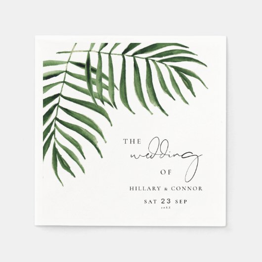 トロピカルパームリーフエレガントな結婚式 スタンダードカクテルナプキン (正面)