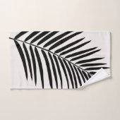 トロピカルパームリーフクリームホワイトとブラック バスタオルセット (ハンドタオル)