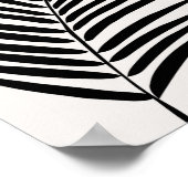 トロピカルパームリーフクリームホワイトとブラック ポスター (角)