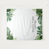 トロピカルパームリーフサマーウェディングシャワーバックドロップ タペストリー (正面(横))