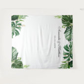 トロピカルパームリーフサマーウェディングバックドロップ タペストリー (正面(横))