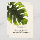 トロピカルパームリーフサマーエレガントモダンウェディング 招待状 (正面/裏面)