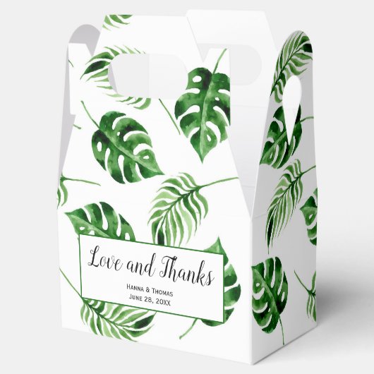 トロピカルパームリーフデスティネーションウェディングありがとう フェイバーボックス (オープン)
