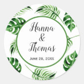 トロピカルパームリーフデスティネーションウェディングクラシックRou ラウンドシール (正面)