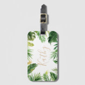 トロピカルパームリーフハワイ旅行パーソナライズされた名 ラゲッジタグ (正面縦)