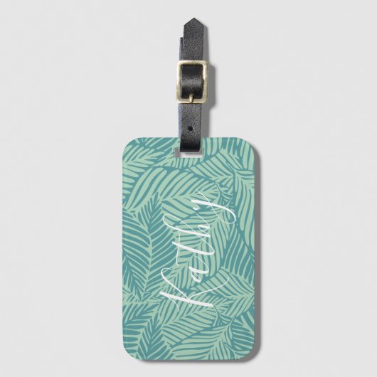 トロピカルパームリーフハワイ旅行パーソナライズされた名 ラゲッジタグ (正面縦)