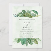 トロピカルパームリーフビーチデスティネーションウェディング 招待状 (正面)