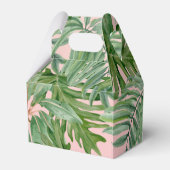トロピカルパームリーフピンクグリーンゴールドパーソナライズド フェイバーボックス (裏面サイド)