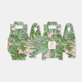 トロピカルパームリーフピンクグリーンゴールドパーソナライズド フェイバーボックス (折り畳みなし)