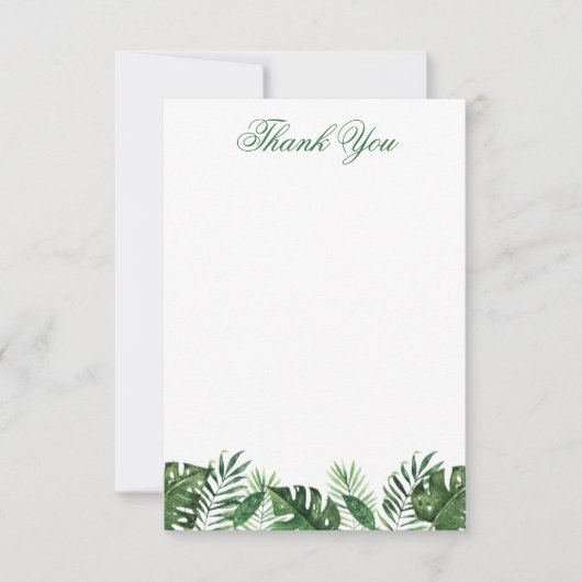 トロピカルパームリーフフラットサンキューカード サンキューカード (正面)