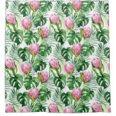 トロピカルパームリーフフローラ シャワーカーテン (正面)