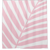 トロピカルパームリーフベビーピンク シャワーカーテン (正面)