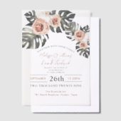 トロピカルパームリーフボタニカルボホシック結婚ズ ベラム紙招待状 (オフセット)