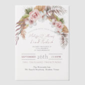 トロピカルパームリーフボタニカルボホシック結婚ズ ベラム紙招待状 (正面)