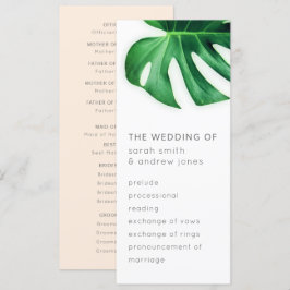 トロピカルパームリーフミニマルウェディングプログラム 招待状