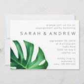 トロピカルパームリーフミニマル婚約パーティ 招待状 (正面)