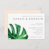 トロピカルパームリーフミニマル結婚式招待状 招待状 (正面/裏面)