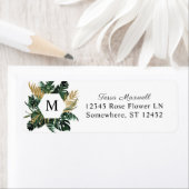 トロピカルパームリーフモノグラム差出人住所 ラベル (インサイチュ)