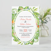 トロピカルパームリーフリース結婚式招待状 招待状 (スタンド正面)