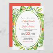 トロピカルパームリーフリース結婚式招待状 招待状 (正面/裏面)