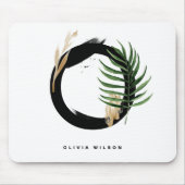 トロピカルパームリーフレターOモノグラムパーソナライズされた マウスパッド (正面)