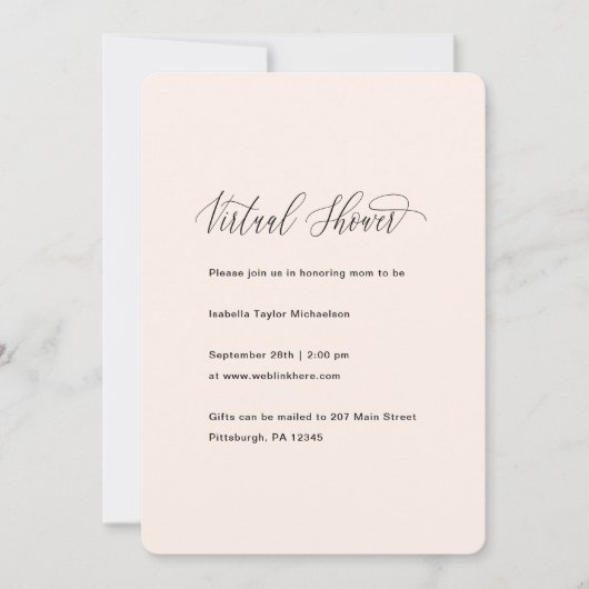 トロピカルパームリーフ仮想ベビーシャワー 招待状 (正面)