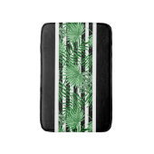 トロピカルパームリーフ白黒ストライプパターン バスマット (正面縦)