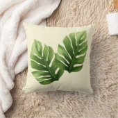 トロピカルパームリーフ装飾用クッションモダン – グリーンボット クッション (ブランケット)