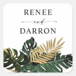 トロピカルパームリーフ金ゴールド4 スクエアシール