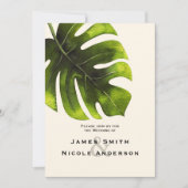 トロピカルパームリーフ サマー エレガント モダンウェディング 招待状 (正面)