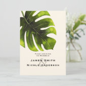 トロピカルパームリーフ サマー エレガント モダンウェディング 招待状 (スタンド正面)