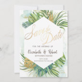 トロピカルパームリーフ サマー セーブ・ザ・デート (正面)