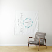 トロピカルパームリーフ サーキュラー ロゴ ウェディング タペストリー (インサイチュ(横))