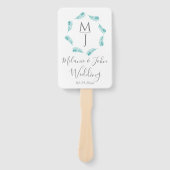 トロピカルパームリーフ サーキュラー ロゴ ウェディング プログラム ハンドファン (正面)