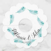 トロピカルパームリーフ サーキュラー ロゴ - カップル名 ワイングラスタグ (正面)