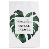 トロピカルパームリーフ ブライダルシャワー ミディアムペーパーバッグ (正面)